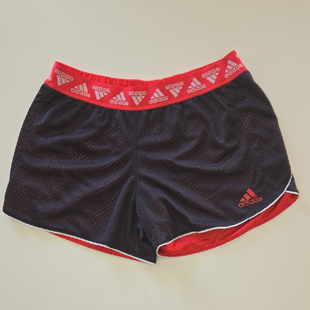 Adidas Black Mesh Shorts with Red Trim